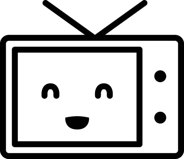 Smiling Television Face Isolated White Background Vector Illustration — Stock Vector