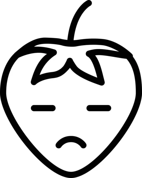 Ícone Triste Conceito Avatar Rosto Morango Emoticon Ilustração Vetor Minimalista — Vetor de Stock