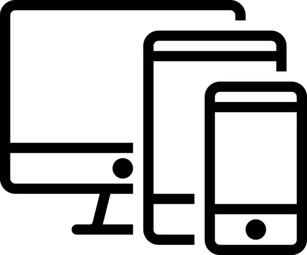 タブレットやスマートフォンのフラットアイコンベクトルイラスト付きの画面 — ストックベクタ