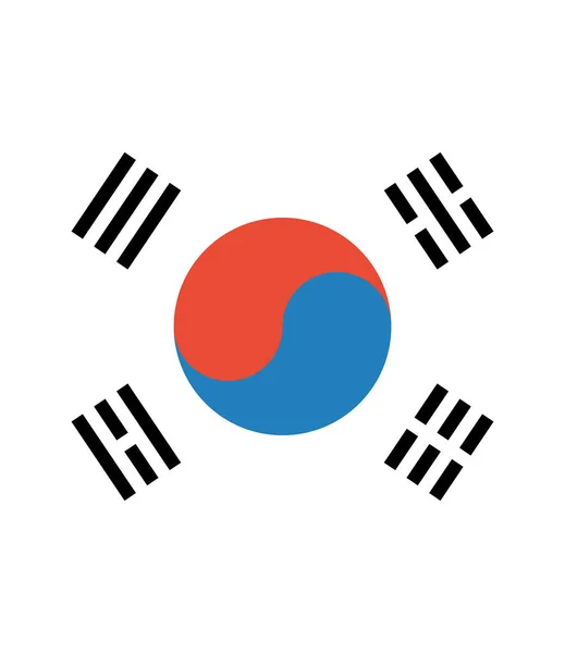 Korea Zuid Vlag Geïsoleerd Witte Achtergrond Vector Illustratie — Stockvector