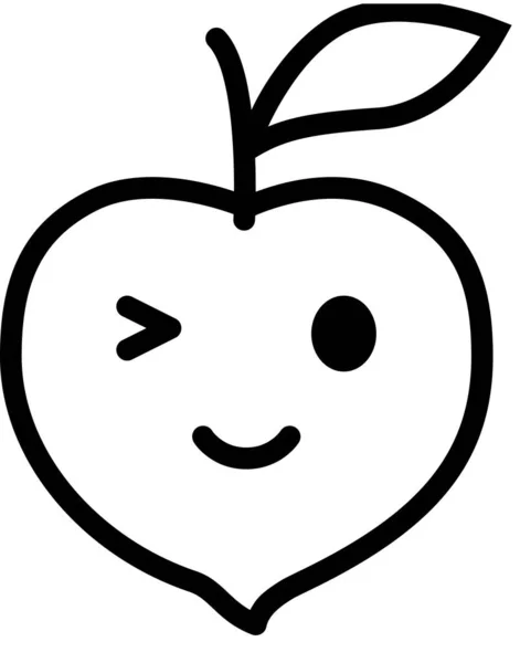 Expression Face Emoticon Vector Happy Face Avatar Peach Fruit — Stock Vector