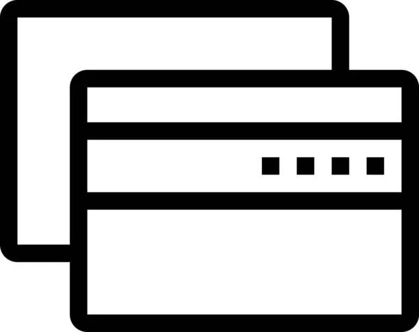 Icône Carte Crédit Lignes Noires Vectorielles Sur Fond Blanc — Image vectorielle