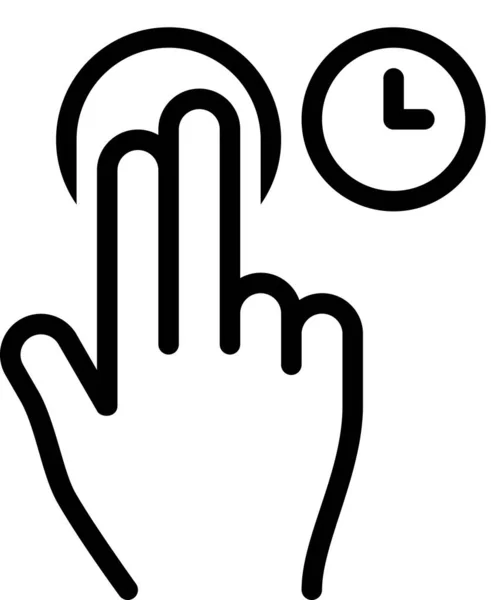 Tap Hand Touch Finger Clock Vector Illustration — Stock Vector
