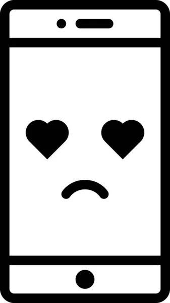 智能手机屏幕上悲伤的脸神通平面图标 — 图库矢量图片