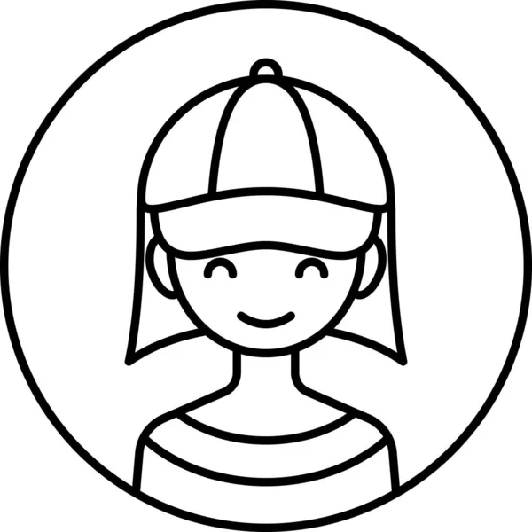 Flicka Avatar Ikon Profil Vektor Illustration — Stock vektor