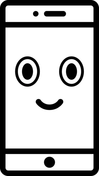 Glückliches Gesicht Avatar Auf Smartphone Bildschirm Flaches Symbol Vektor Illustration — Stockvektor