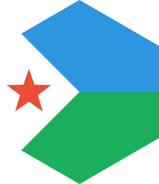 Dzsibuti Zászló Elszigetelt Fehér Háttér Vektor Illusztráció — Stock Vector