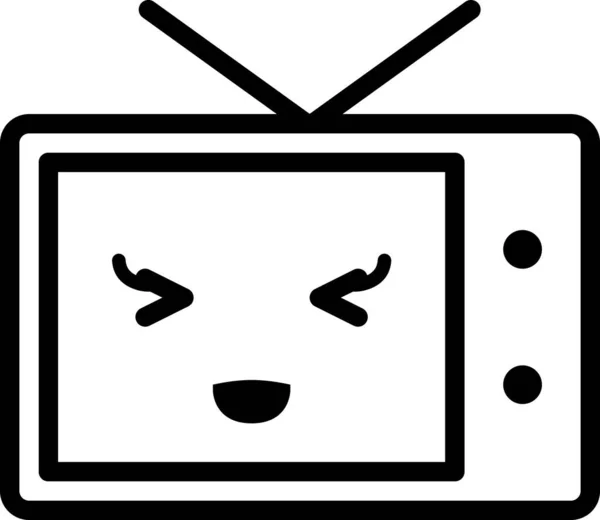 Sorridente Rosto Televisão Isolado Fundo Branco Ilustração Vetorial — Vetor de Stock