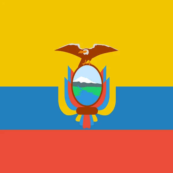 Ecuadors Flagga Platt Ikon Vektor Illustration — Stock vektor