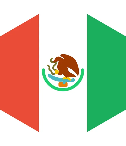 Bandera México Aislada Sobre Fondo Blanco Ilustración Vectorial — Vector de stock