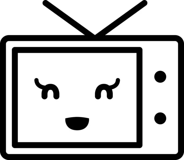 Sorridente Rosto Televisão Isolado Fundo Branco Ilustração Vetorial — Vetor de Stock