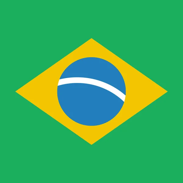 Флаг Бразилии Плоская Иконка Векторная Иллюстрация — стоковый вектор