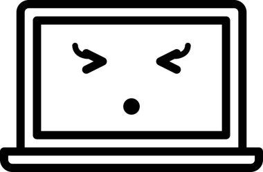 İfade yüz ifadesi duygu simgesi vektörü, nutku tutulmuş yüz avatarı dizüstü bilgisayar ekranında