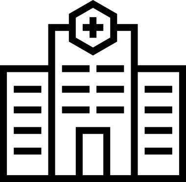 Beyaz arkaplanda izole edilmiş hastane, vektör illüstrasyonu