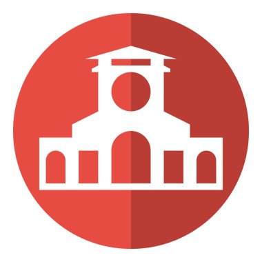 bina simgesi beyaz arkaplanda izole edildi, vektör illüstrasyonu