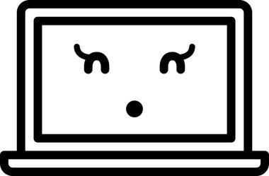 İfade yüz ifadesi duygu simgesi vektörü, nutku tutulmuş yüz avatarı dizüstü bilgisayar ekranında