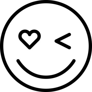 Gülümseme simgesi, göz kırpan yüz avatarı, ifade ruh hali, minimalist vektör illüstrasyonu