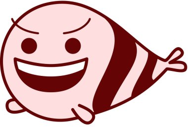 Sırıtan balık, gülen, gülümseyen duygu vektörü çizimi