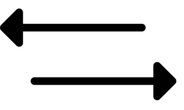 Beyaz arkaplanda izole edilmiş ok simgesi, vektör illüstrasyonu