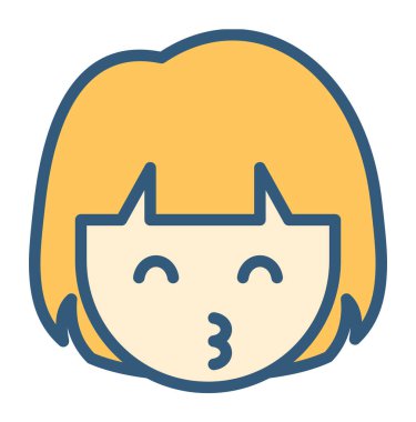 Kiss emoticon konsepti, vektör illüstrasyonu