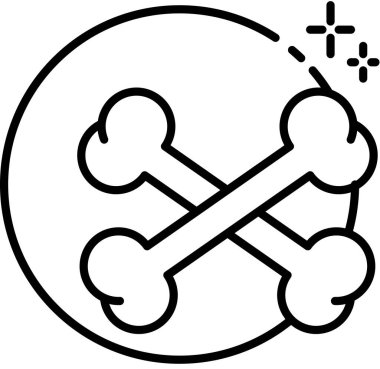 Cadılar bayramı çapraz kemik simgesi, vektör illüstrasyonu