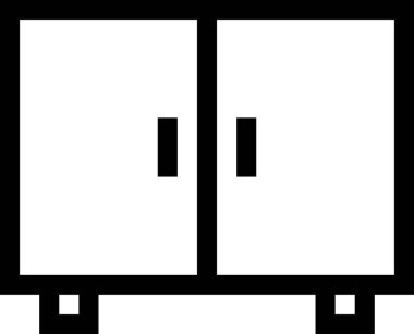 beyaz arkaplanda izole edilmiş dolap simgesi, vektör illüstrasyonu