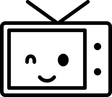 Beyaz arkaplanda izole edilmiş gülümseyen televizyon yüzü, vektör illüstrasyonu