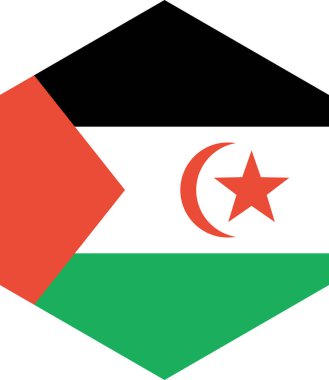 Batı Sahra Sahra Arap bayrağı beyaz zemin üzerinde izole edilmiş, vektör illüstrasyonu