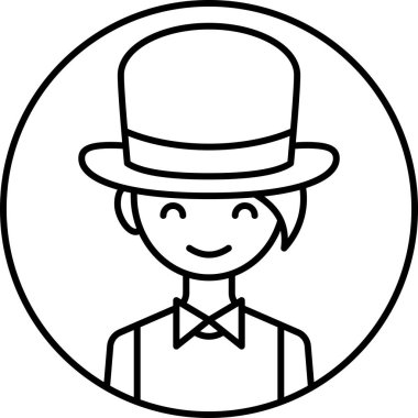 Erkek yüzü, çocuk avatar konsepti, insanlar gülümseme ikonu, minimalist vektör illüstrasyonu