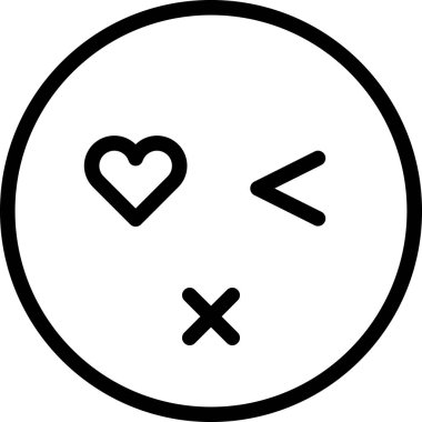 dudak simgesi, göz kırpan yüz avatarı, ifade ruh hali, minimalist vektör çizimi