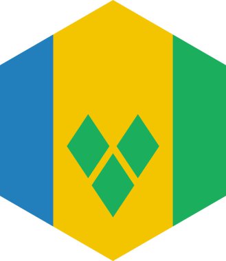 Beyaz arka planda izole edilmiş Saint Vincent ve Grenadines bayrağı, vektör illüstrasyonu