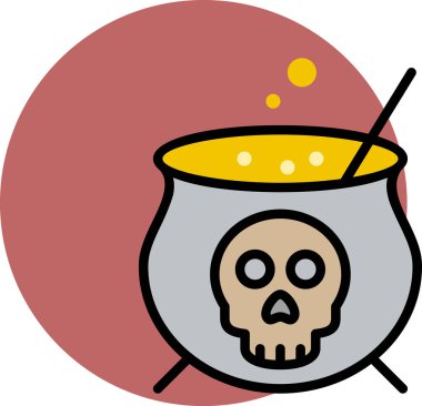 Cadılar Bayramı Kazanı simgesi, vektör illüstrasyonu