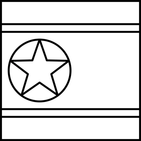 Bandeira Coreia Ícone Plano Norte Ilustração Vetorial — Vetor de Stock