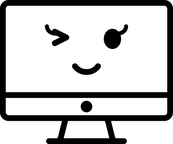 Expression Visage Emoticon Vecteur Avatar Visage Heureux Sur Ordinateur Bureau — Image vectorielle