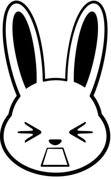 Jolie Humeur Expression Lapin Illustration Vectorielle Minimaliste — Image vectorielle