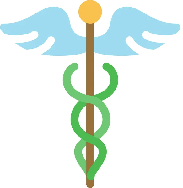 beyaz arkaplanda izole caduceus simgesi, vektör illüstrasyonu