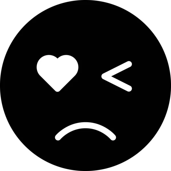 悲しいアイコン ウィンク顔のアバター 感情表現の気分 ミニマルなベクトルイラスト — ストックベクタ