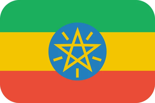 Σημαία Της Αιθιοπίας Επίπεδη Εικόνα Διανυσματική Απεικόνιση — Διανυσματικό Αρχείο