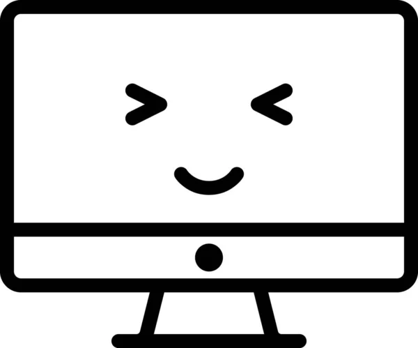 Expression Visage Emoticon Vecteur Avatar Visage Heureux Sur Ordinateur Bureau — Image vectorielle