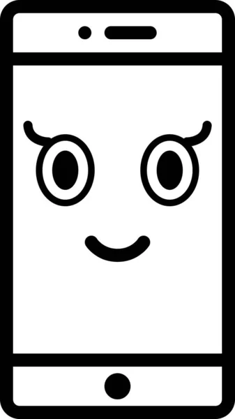 Glückliches Gesicht Avatar Auf Smartphone Bildschirm Flaches Symbol Vektor Illustration — Stockvektor