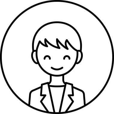 Erkek yüzü, çocuk avatar konsepti, insanlar gülümseme ikonu, minimalist vektör illüstrasyonu