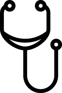 Beyaz arkaplanda izole edilmiş steteskop simgesi, vektör illüstrasyonu