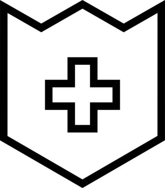 Tıbbi kalkan beyaz arkaplanda izole edildi, vektör çizimi