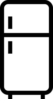 Buzdolabı simgesi beyaz arkaplanda izole edildi, vektör illüstrasyonu