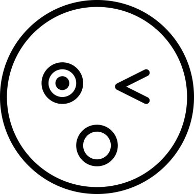 şaşkınlık simgesi, göz kırpan yüz avatarı, ifade ruh hali, minimalist vektör illüstrasyonu