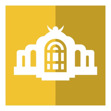 bina simgesi beyaz arkaplanda izole edildi, vektör illüstrasyonu