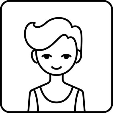 Erkek yüzü, çocuk avatar konsepti, insanlar gülümseme ikonu, minimalist vektör illüstrasyonu