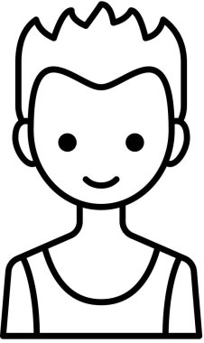 Erkek yüzü, çocuk avatar konsepti, insanlar gülümseme ikonu, minimalist vektör illüstrasyonu