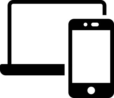 dizüstü bilgisayar ve akıllı telefon düz simgesi, vektör, illüstrasyon  