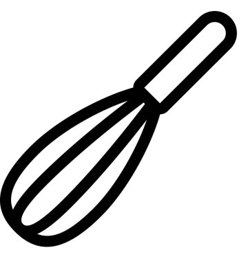 Beyaz arkaplanda yumurta çırpıcı simgesi izole edilmiş, vektör illüstrasyonu